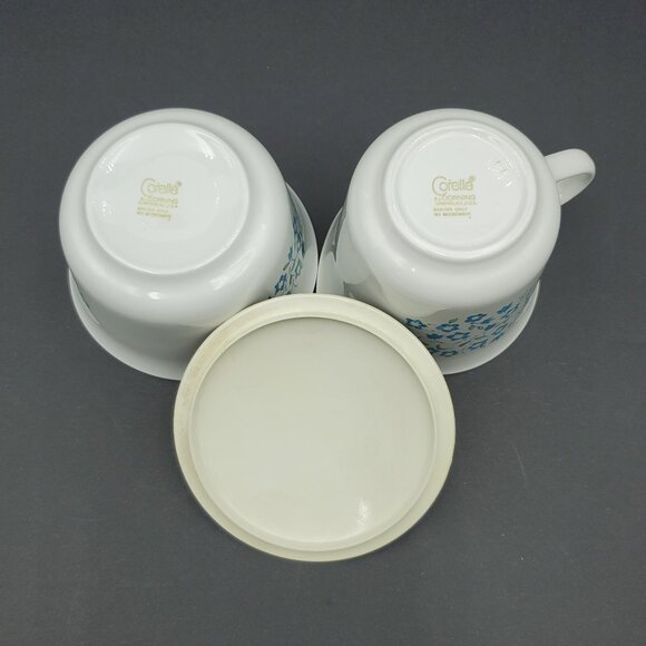 Corelle Blue Heather Creamer Sugar Bowl Corning Floral Blue Flowers Creamer Set - Picture 4 of 10